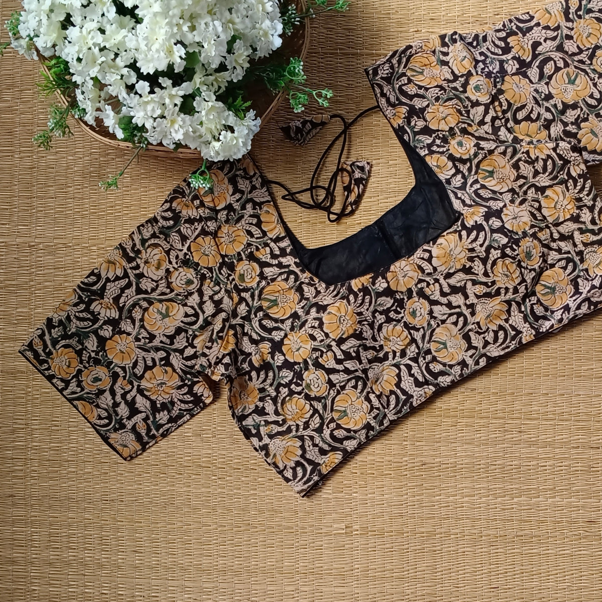 Classic Black Kalamkari Cotton Blouse 1