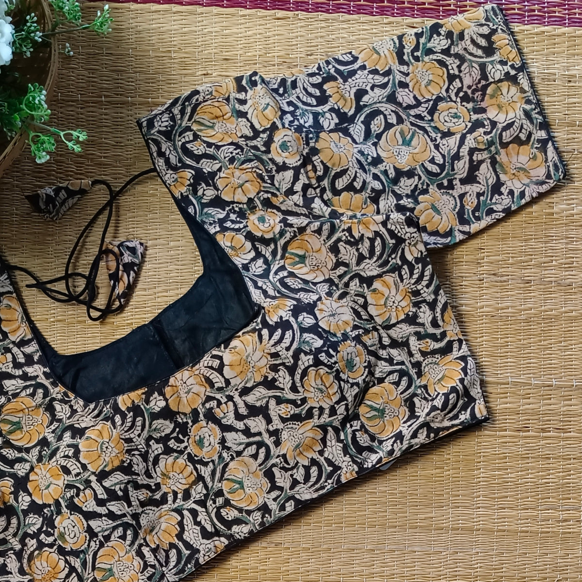 Classic Black Kalamkari Cotton Blouse 1
