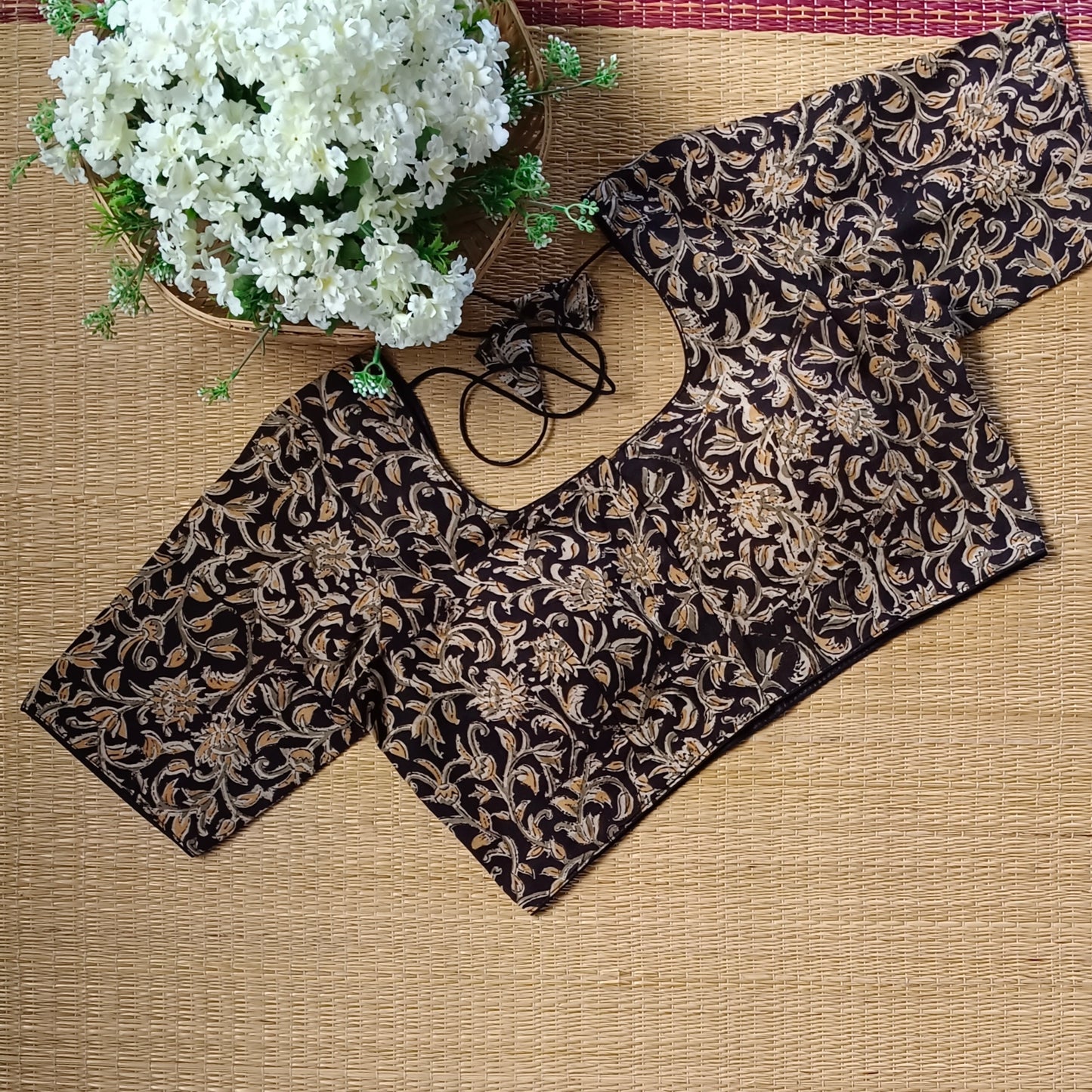 Classic Black Kalamkari Cotton Blouse 2