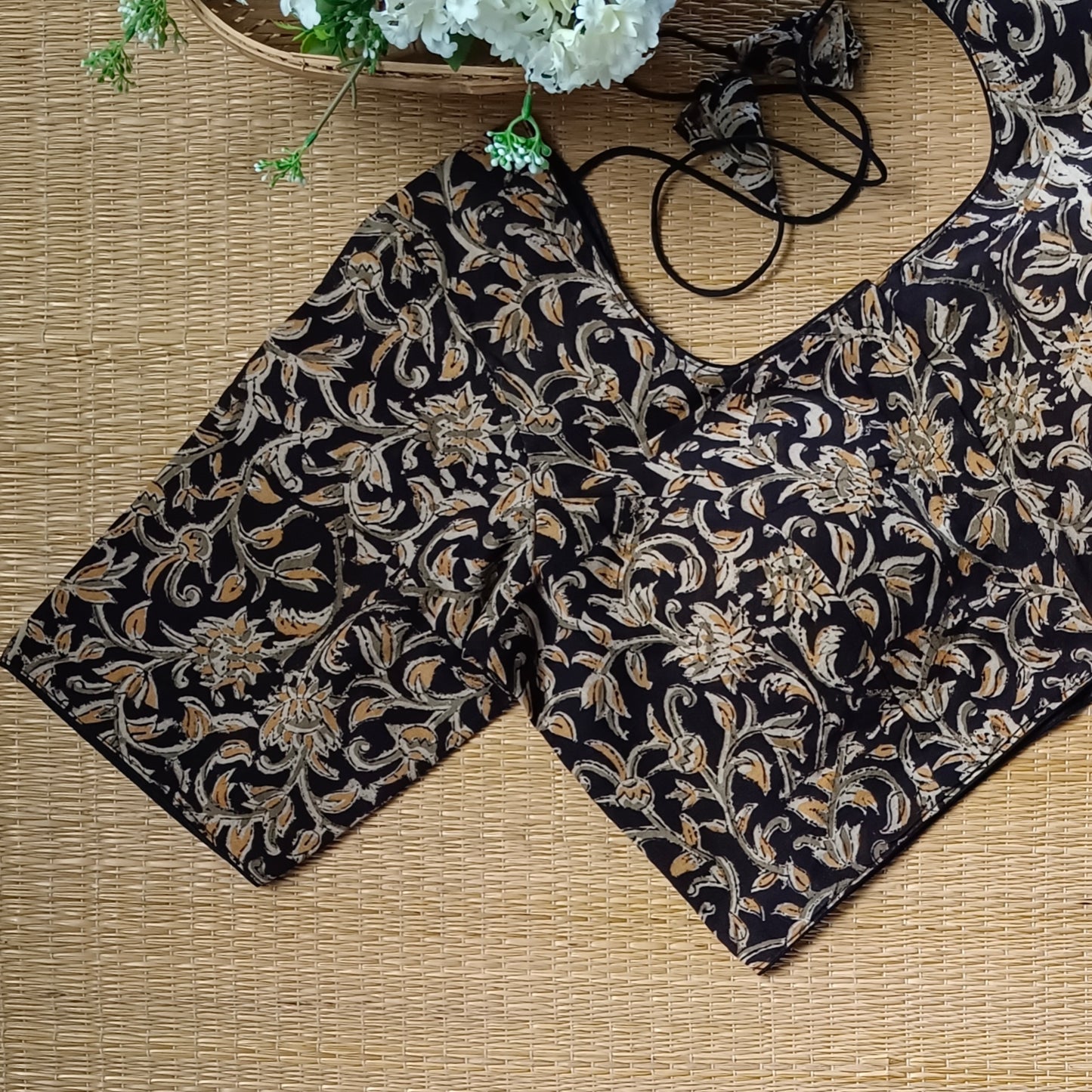 Classic Black Kalamkari Cotton Blouse 2