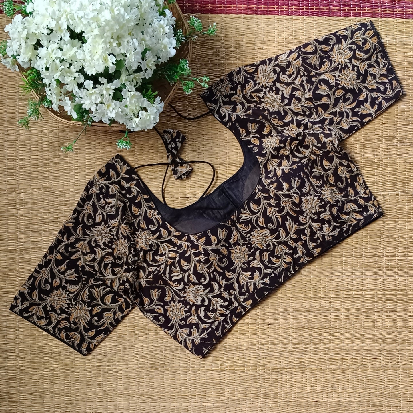 Classic Black Kalamkari Cotton Blouse 2
