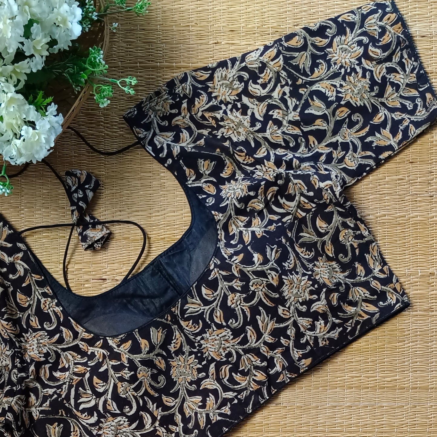 Classic Black Kalamkari Cotton Blouse 2