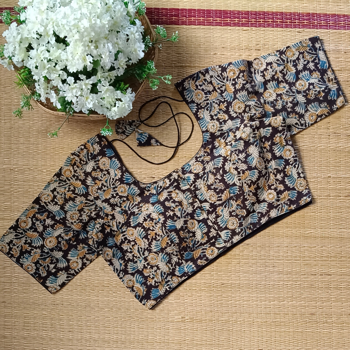 Classic Black Kalamkari Cotton Blouse 3