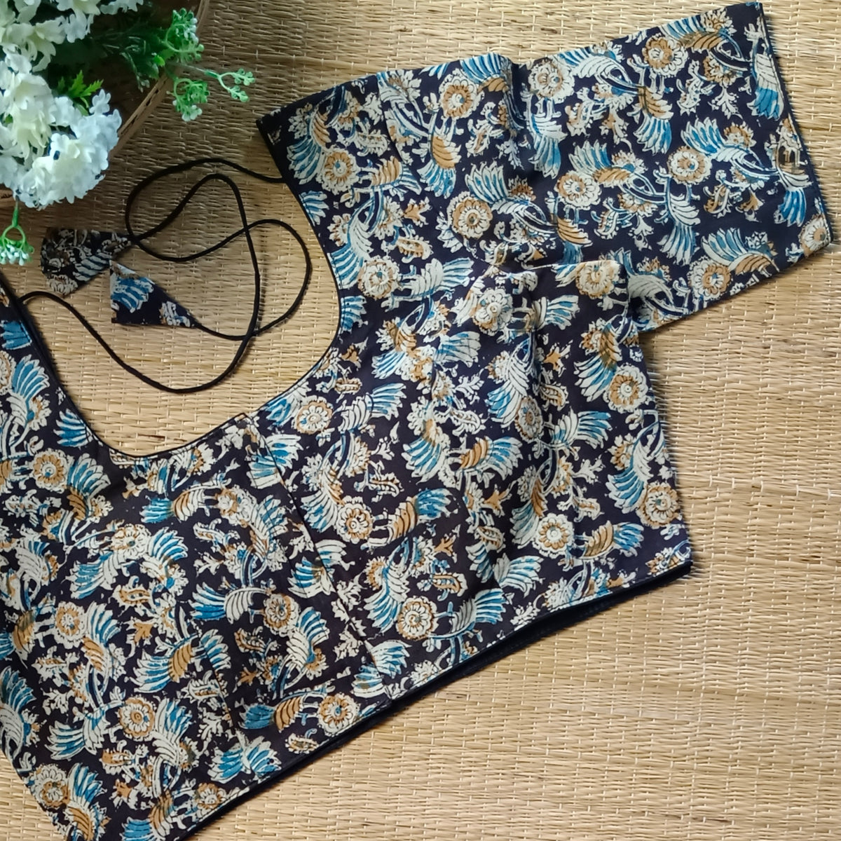 Classic Black Kalamkari Cotton Blouse 3