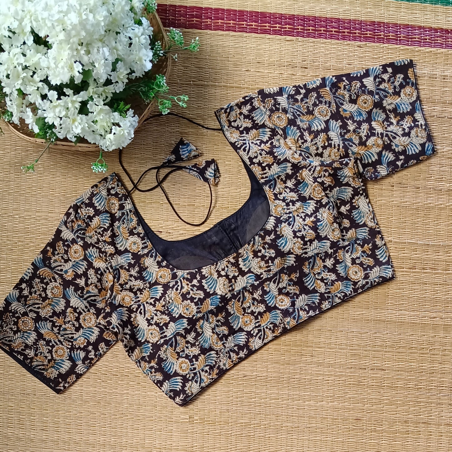 Classic Black Kalamkari Cotton Blouse 3