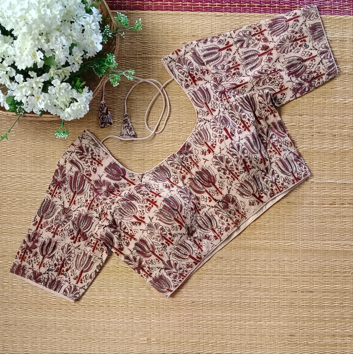 Classic Beige Kalamkari Cotton Blouse