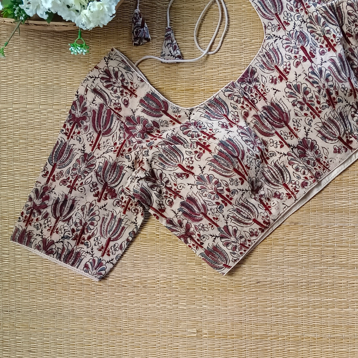 Classic Beige Kalamkari Cotton Blouse