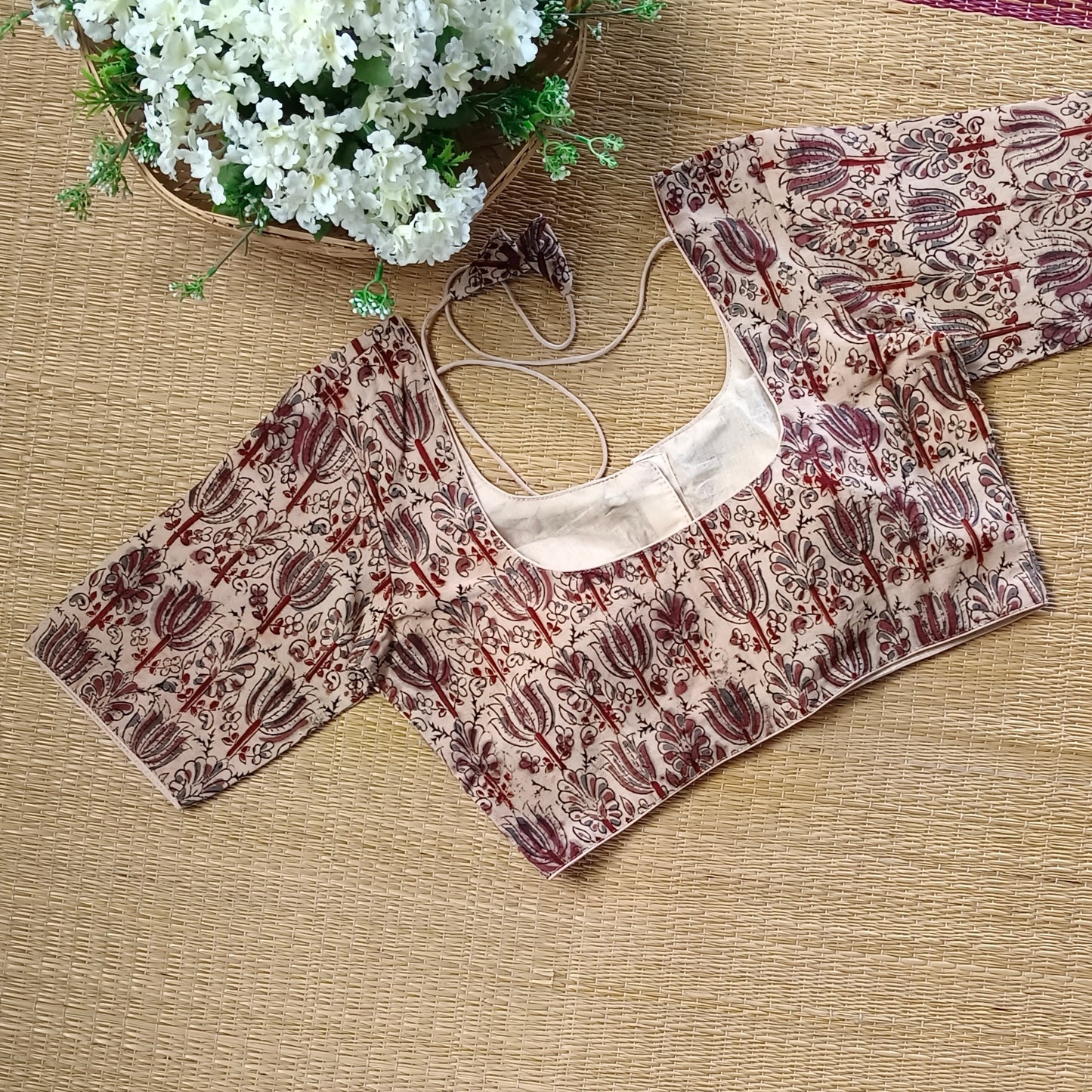 Classic Beige Kalamkari Cotton Blouse