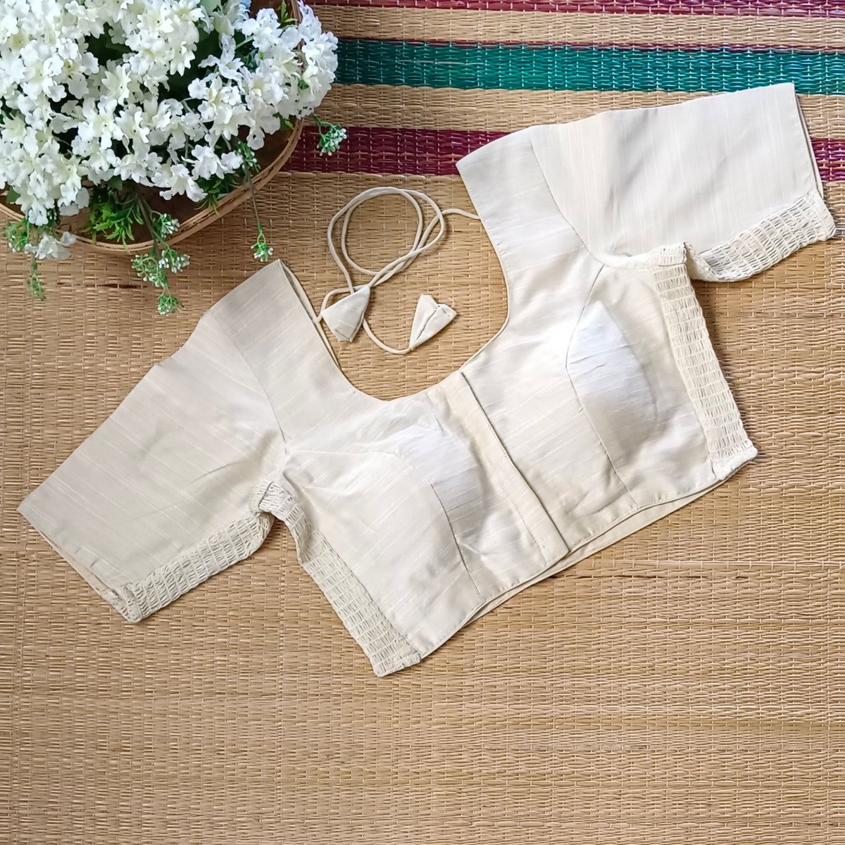 Classic Ivory/Cream plain flexi fit blouse