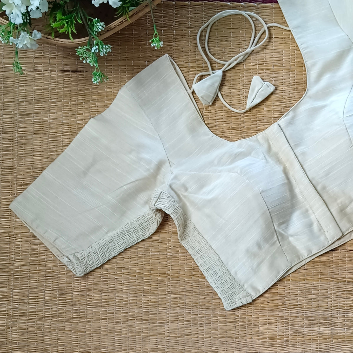 Classic Ivory/Cream plain flexi fit blouse