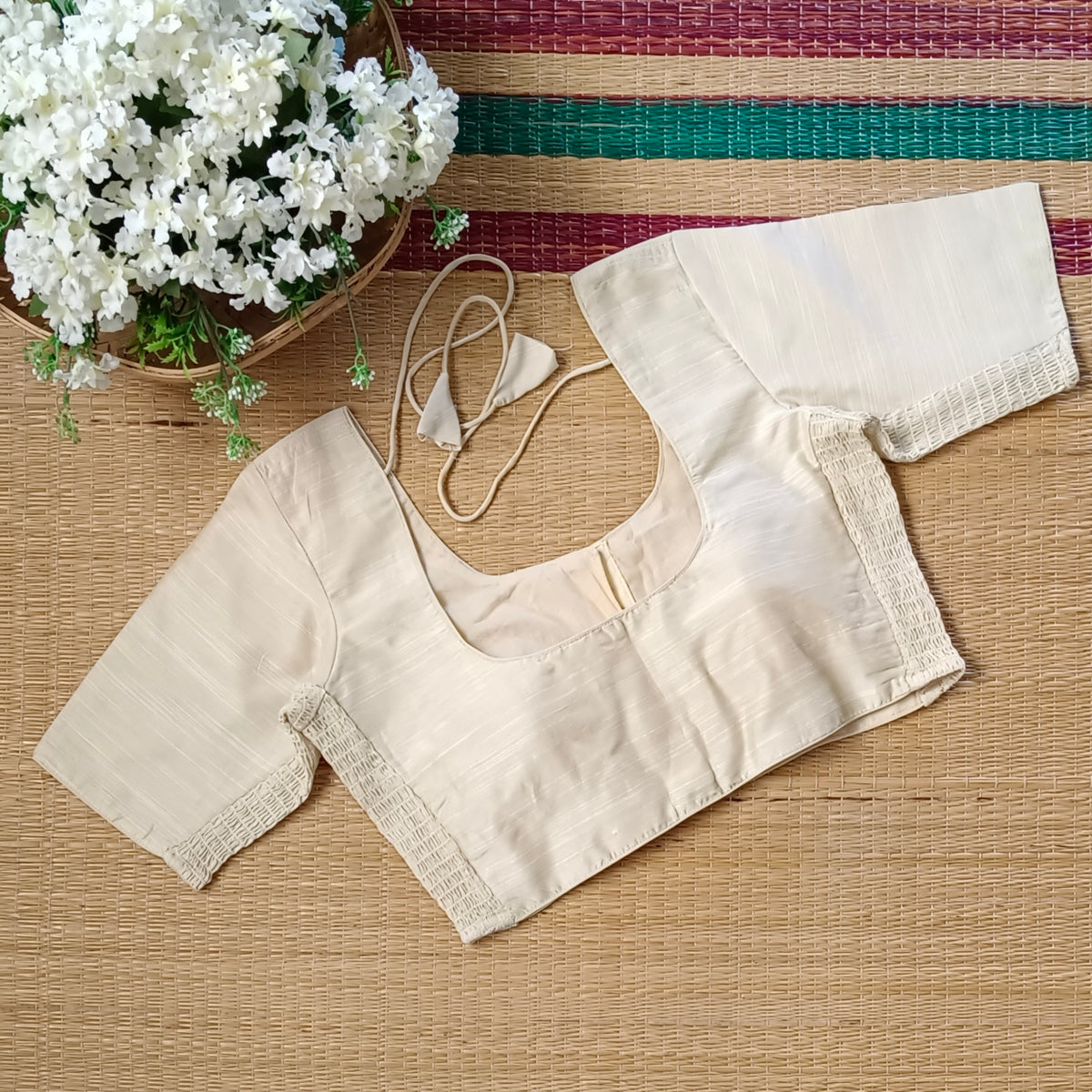 Classic Ivory/Cream plain flexi fit blouse