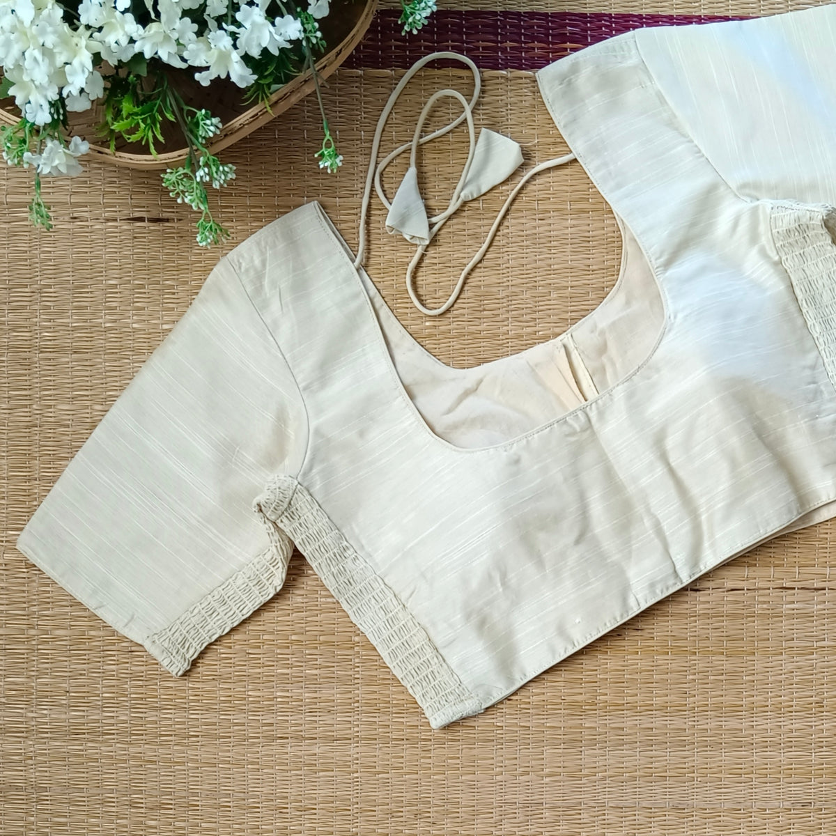 Classic Ivory/Cream plain flexi fit blouse