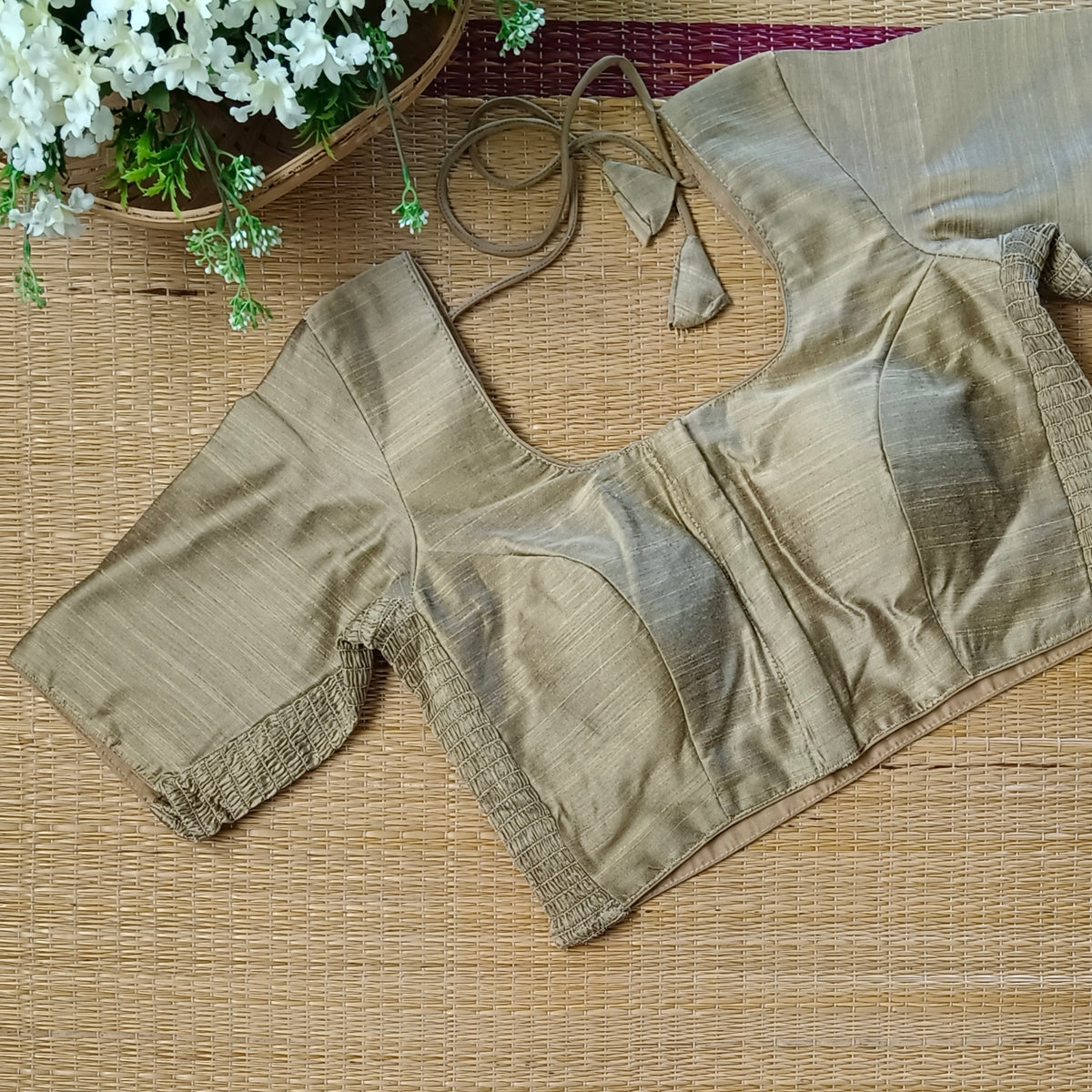 Classic dark golden plain flexi fit blouse