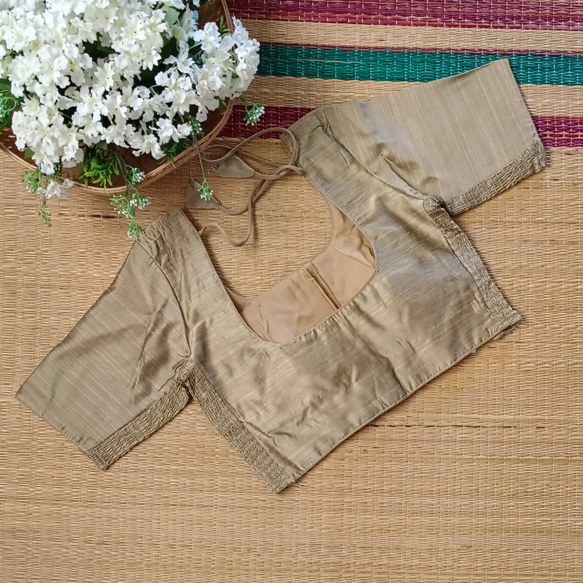 Classic dark golden plain flexi fit blouse