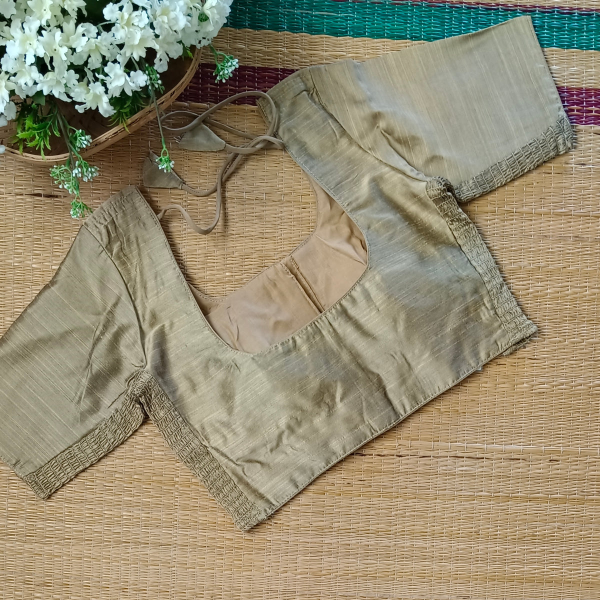 Classic dark golden plain flexi fit blouse