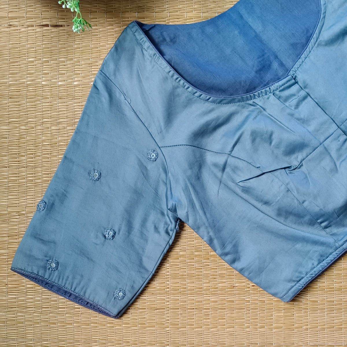Grey Mirror Handwork Blouse