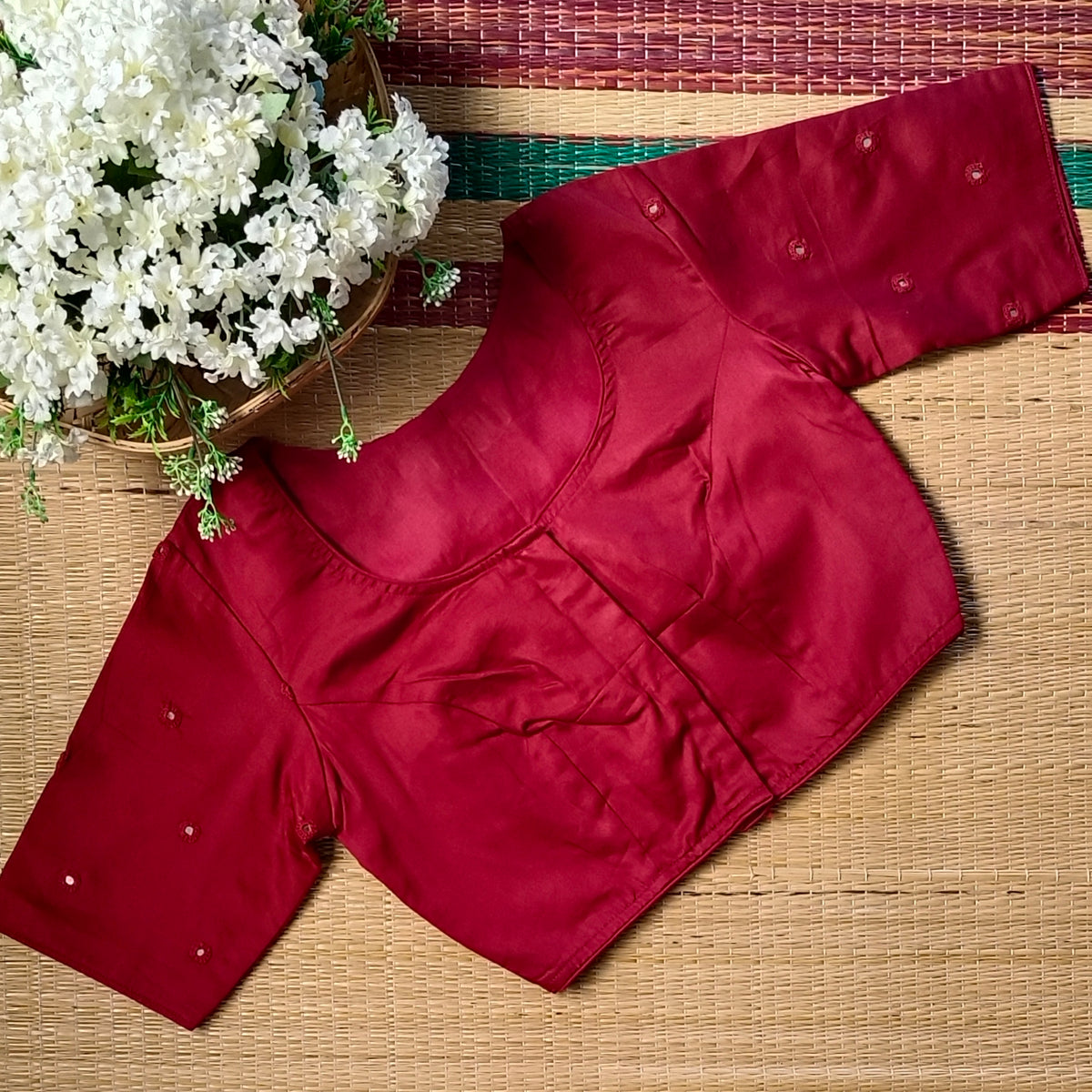 Maroon Mirror Handwork Blouse
