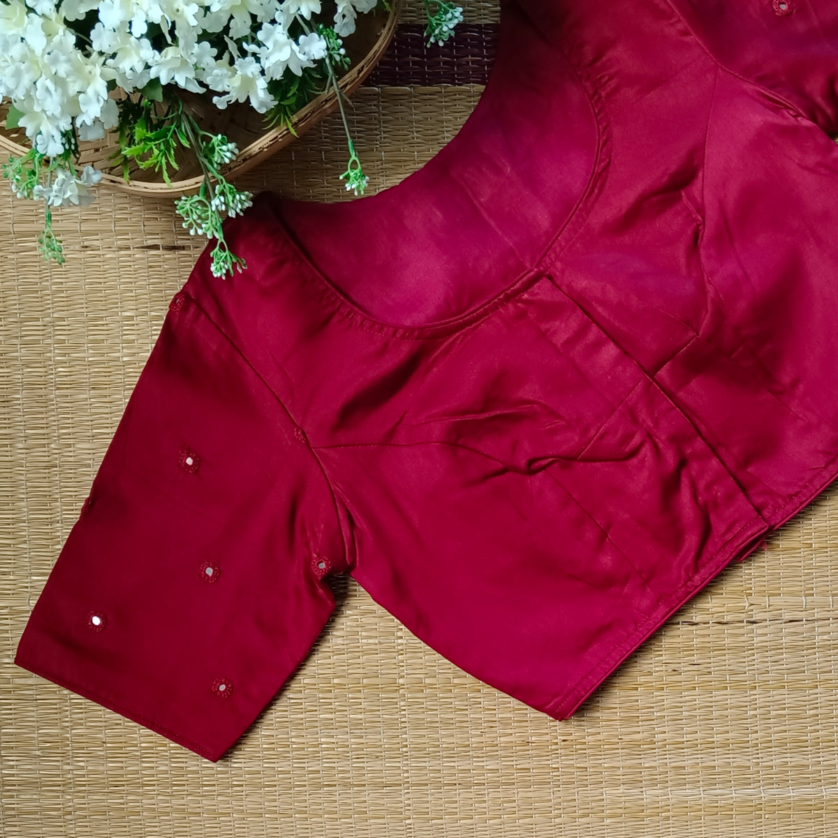 Maroon Mirror Handwork Blouse