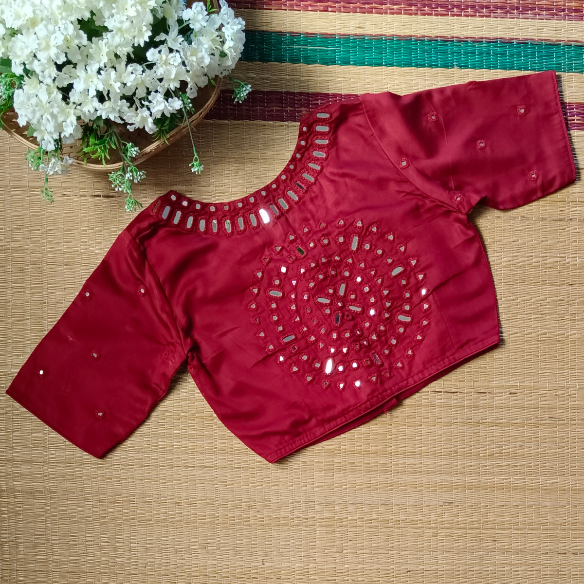 Maroon Mirror Handwork Blouse