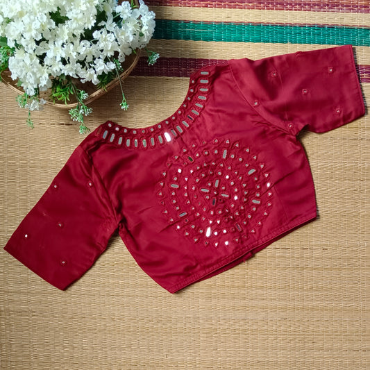 Maroon Mirror Handwork Blouse