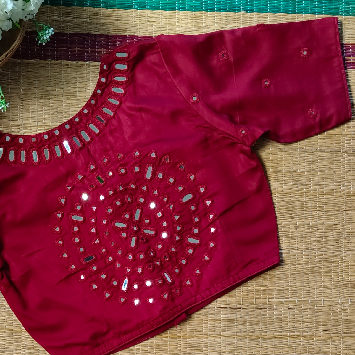 Maroon Mirror Handwork Blouse