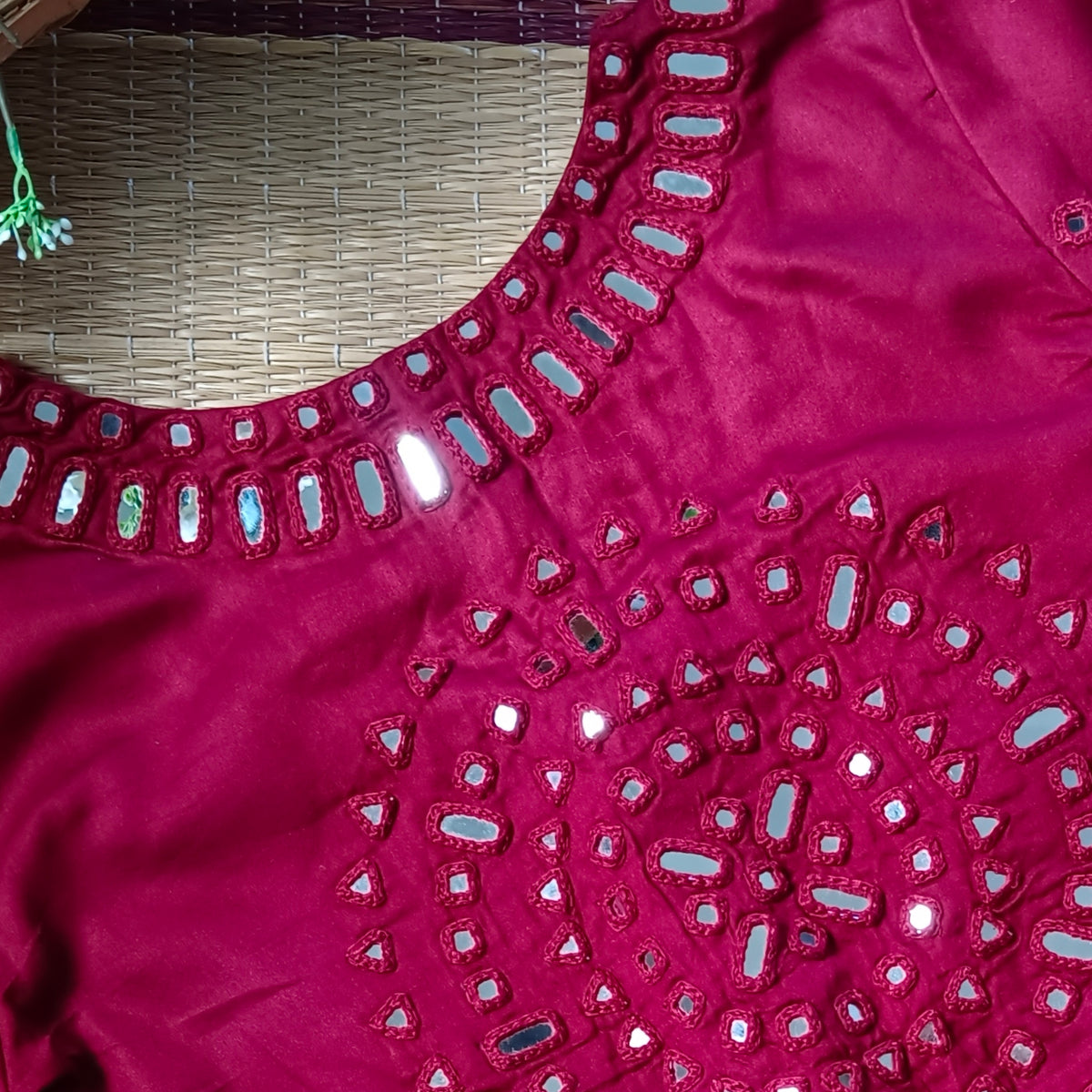 Maroon Mirror Handwork Blouse