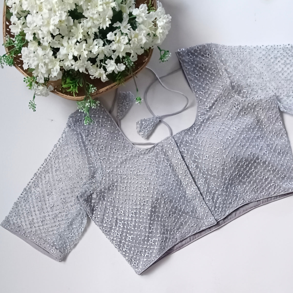 Classic silver/ grey netted blouse