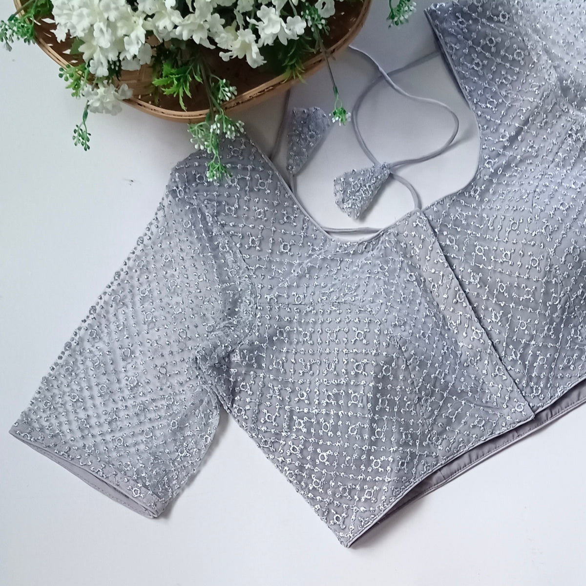 Classic silver/ grey netted blouse