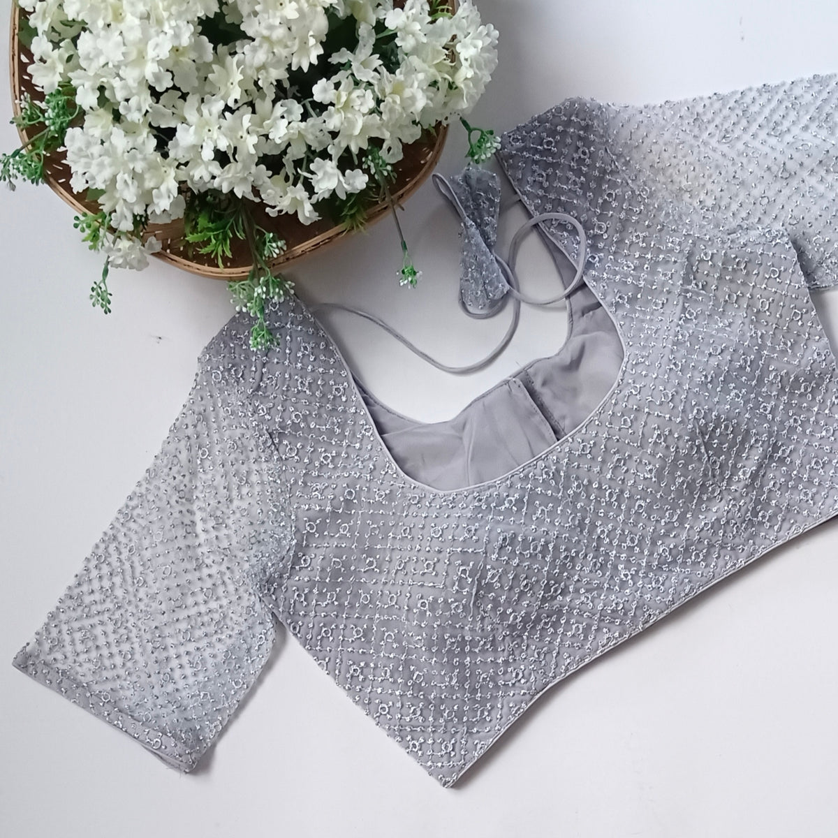 Classic silver/ grey netted blouse