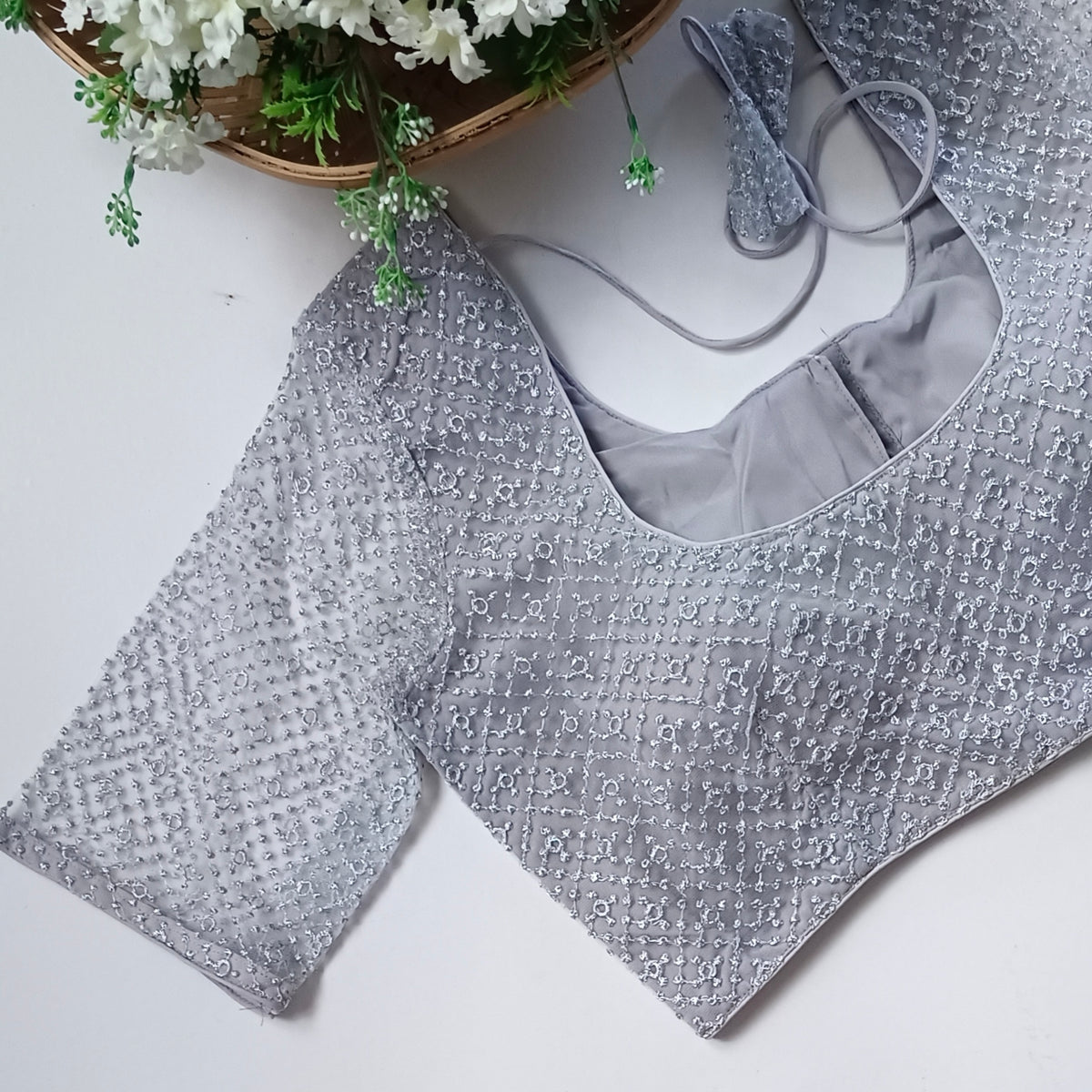 Classic silver/ grey netted blouse