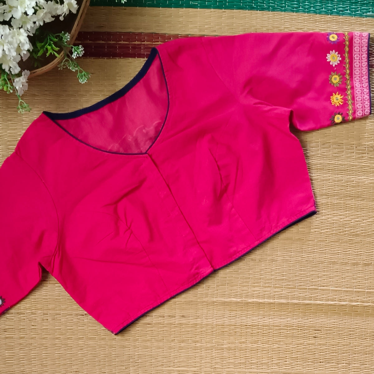 Rani Pink Gujrati Hand Embroidery Blouse