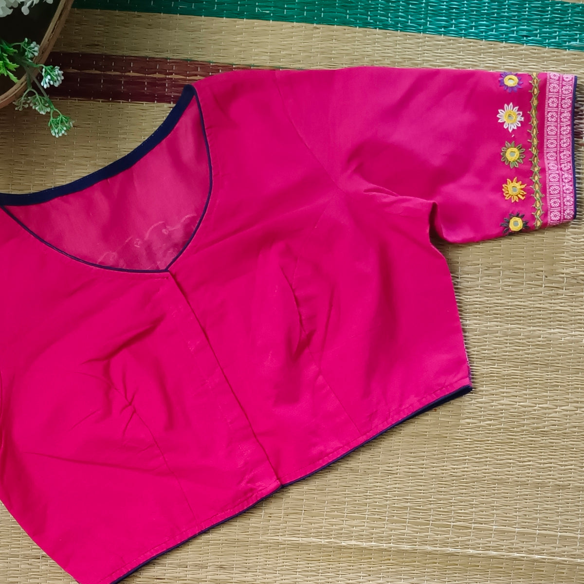 Rani Pink Gujrati Hand Embroidery Blouse