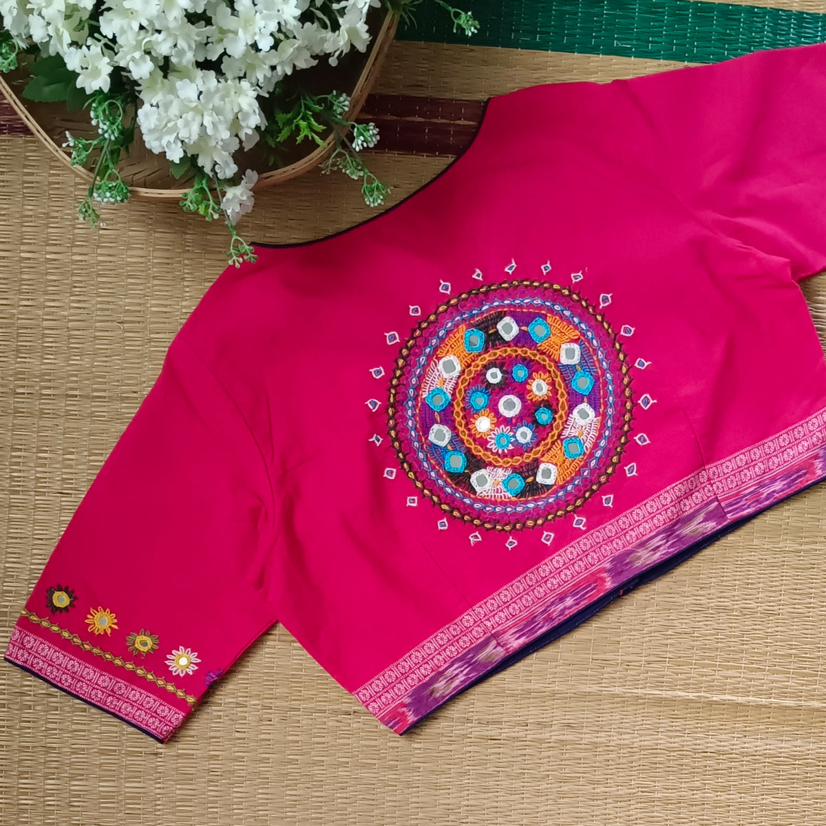 Rani Pink Gujrati Hand Embroidery Blouse