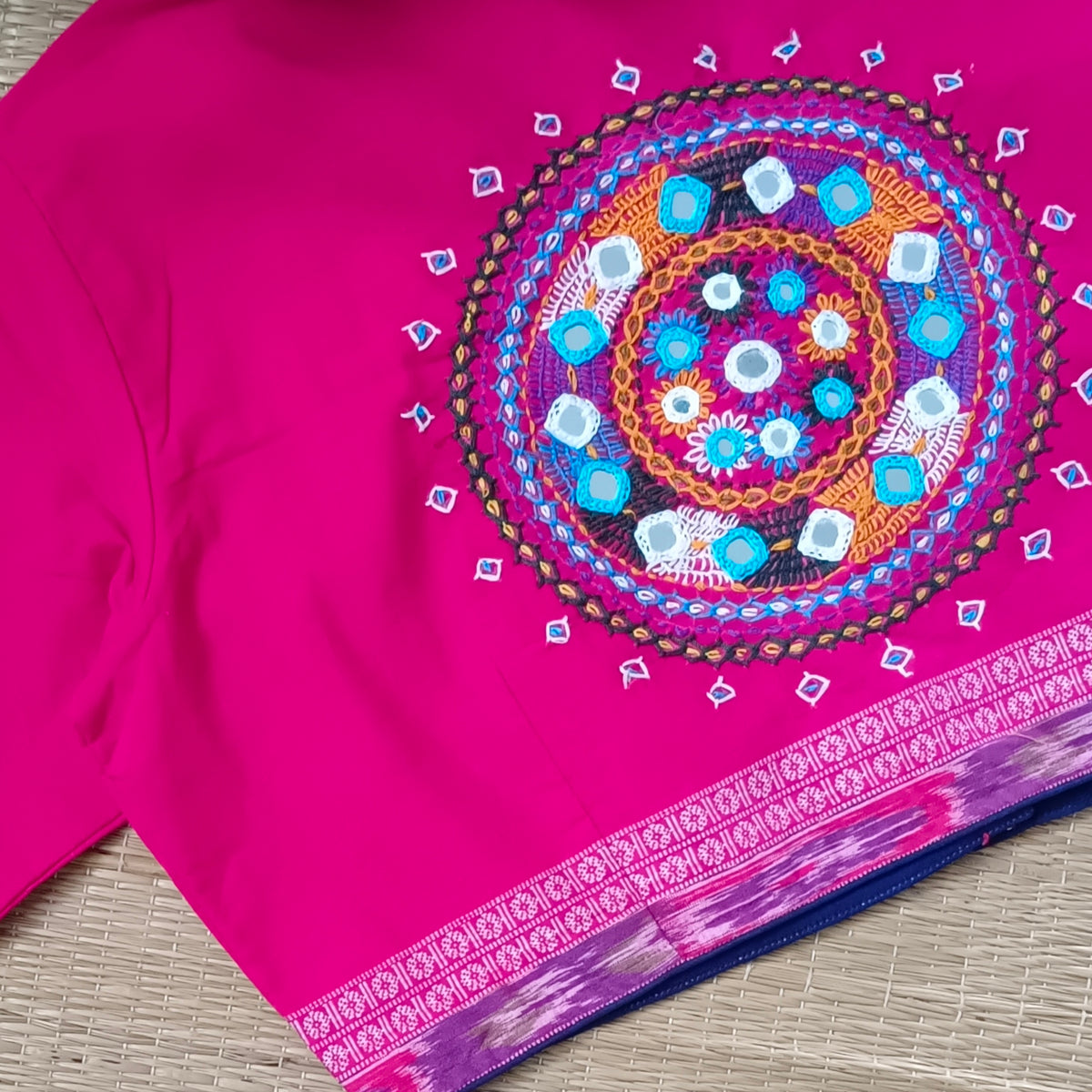 Rani Pink Gujrati Hand Embroidery Blouse