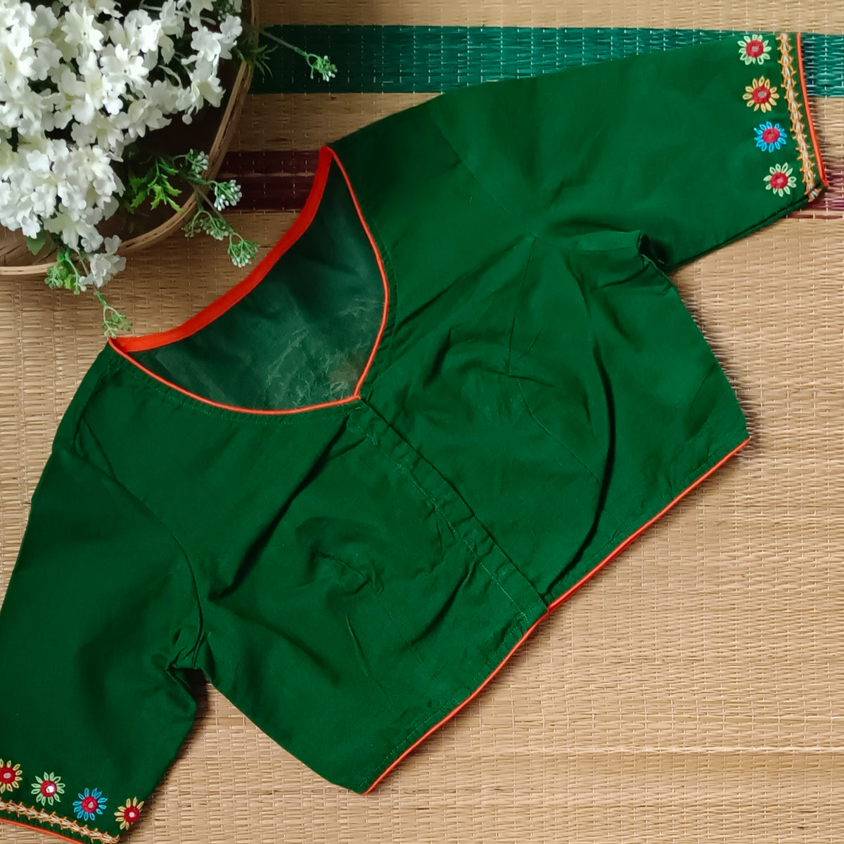 Light Green Gujrati Hand Embroidery Blouse
