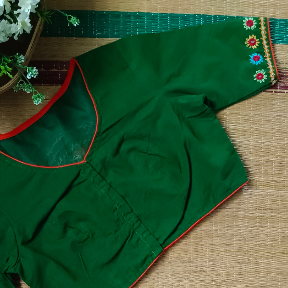 Light Green Gujrati Hand Embroidery Blouse