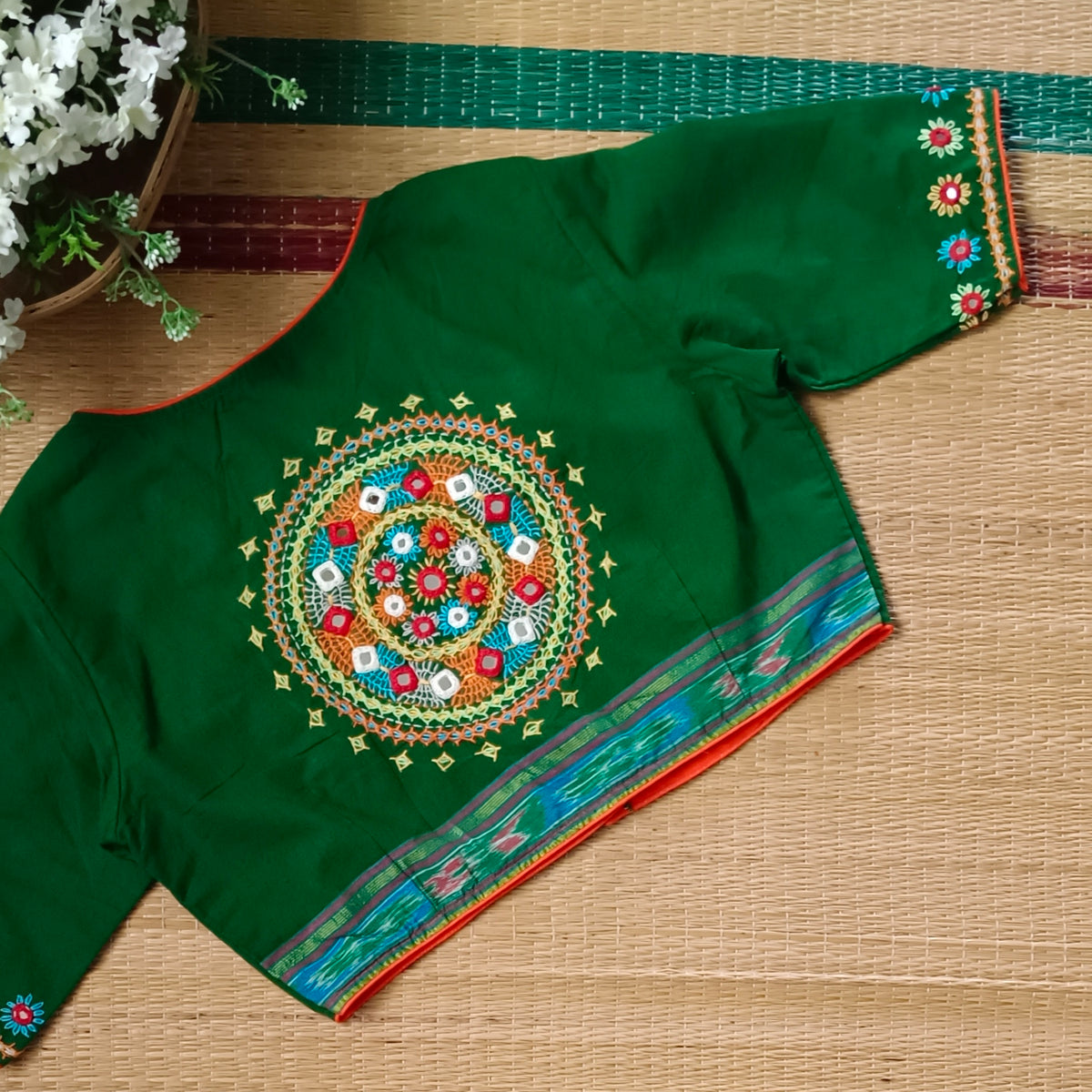 Light Green Gujrati Hand Embroidery Blouse