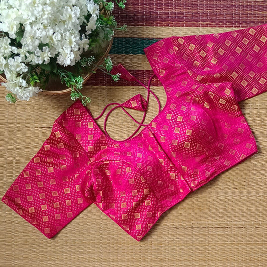 Classic Hot Pink Brocade Blouse(assorted)