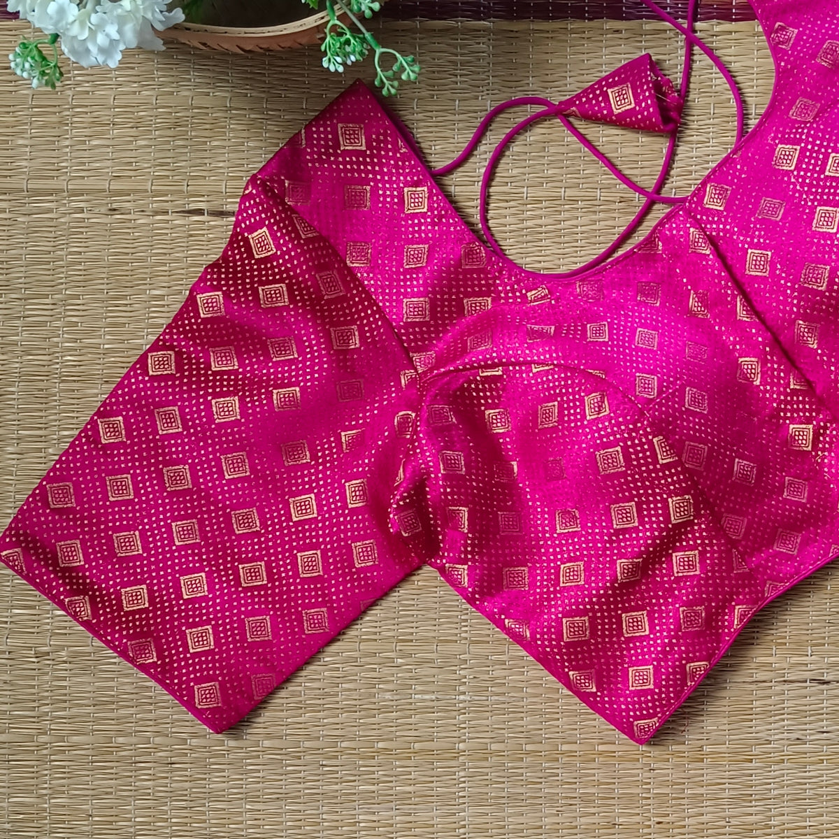 Classic Hot Pink Brocade Blouse(assorted)