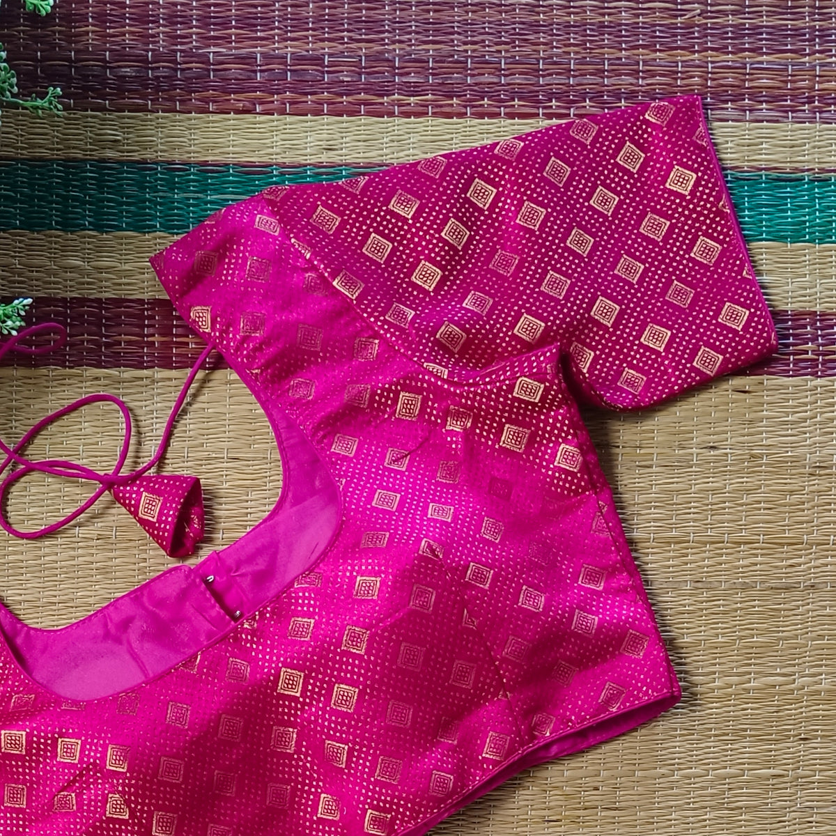 Classic Hot Pink Brocade Blouse(assorted)