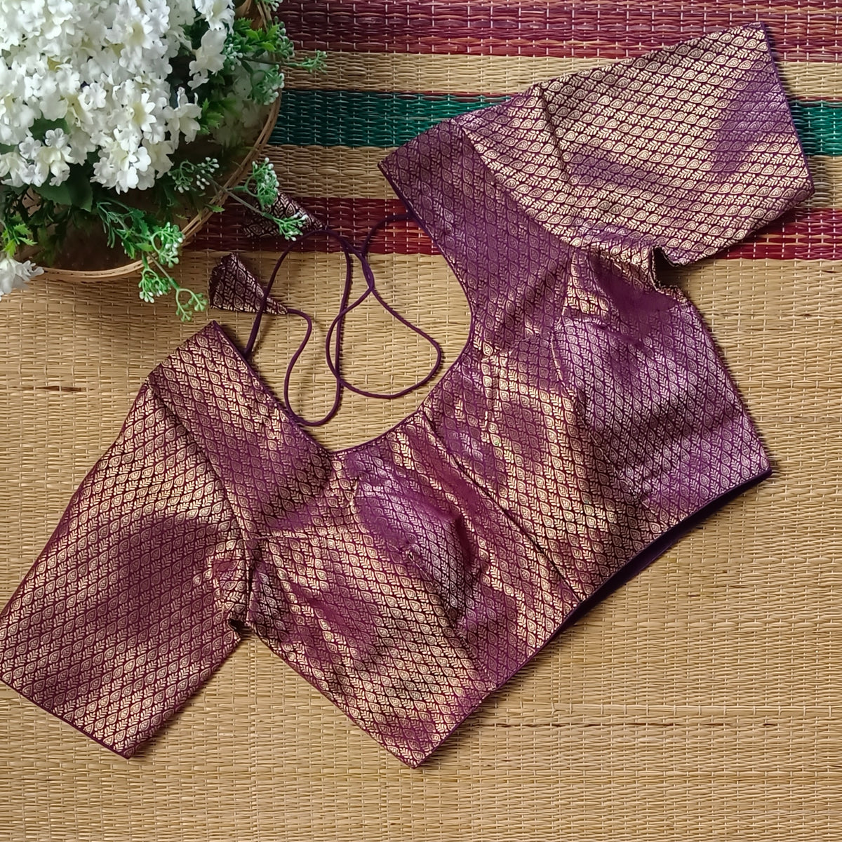 Classic Wine Brocade Blouse(assorted)