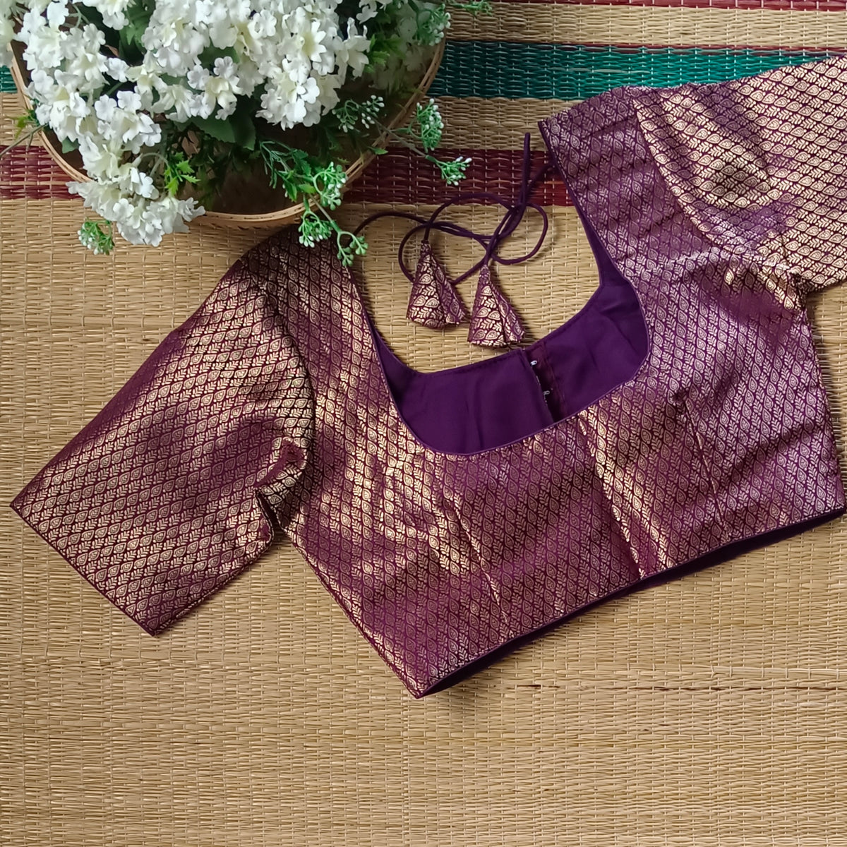 Classic Wine Brocade Blouse(assorted)