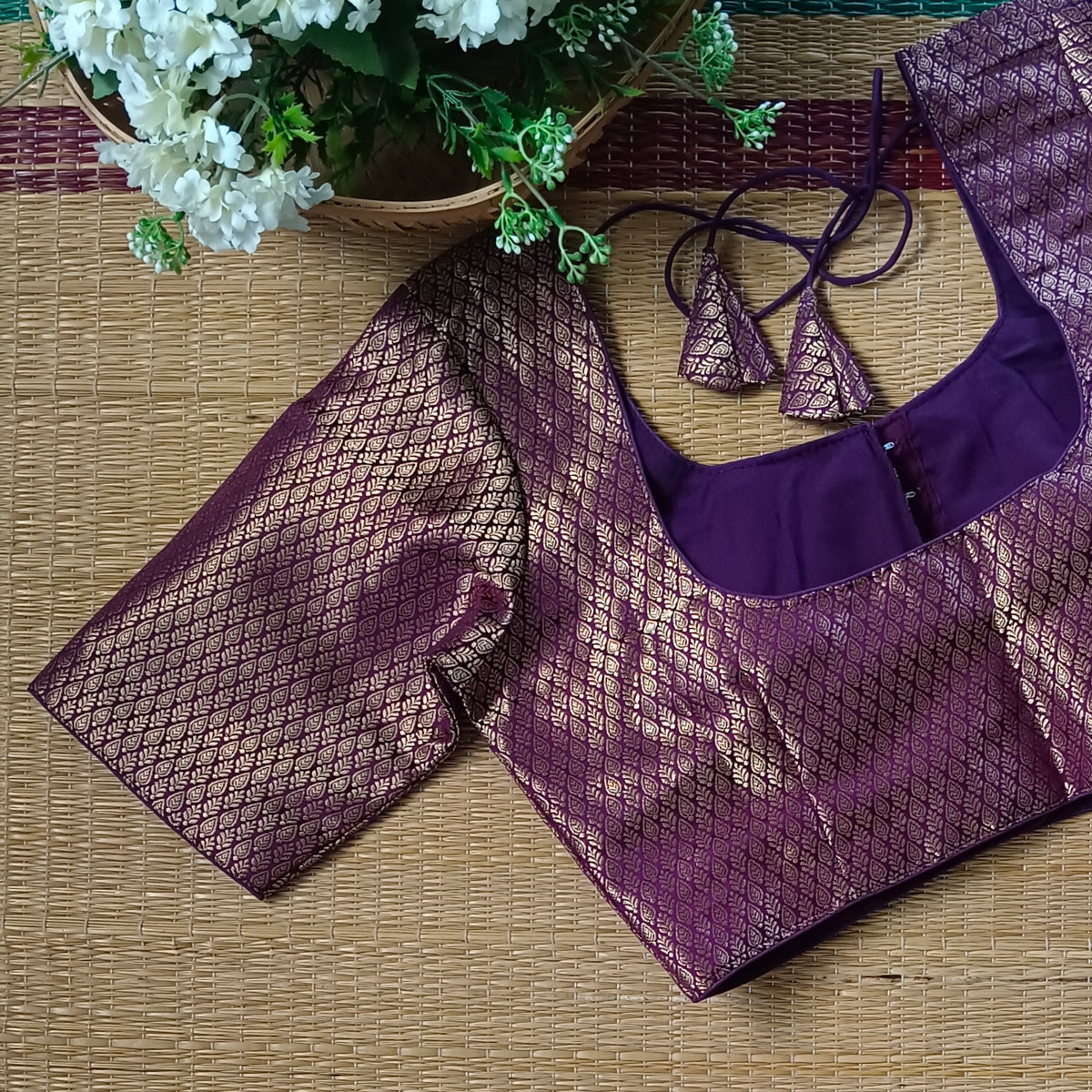 Classic Wine Brocade Blouse(assorted)