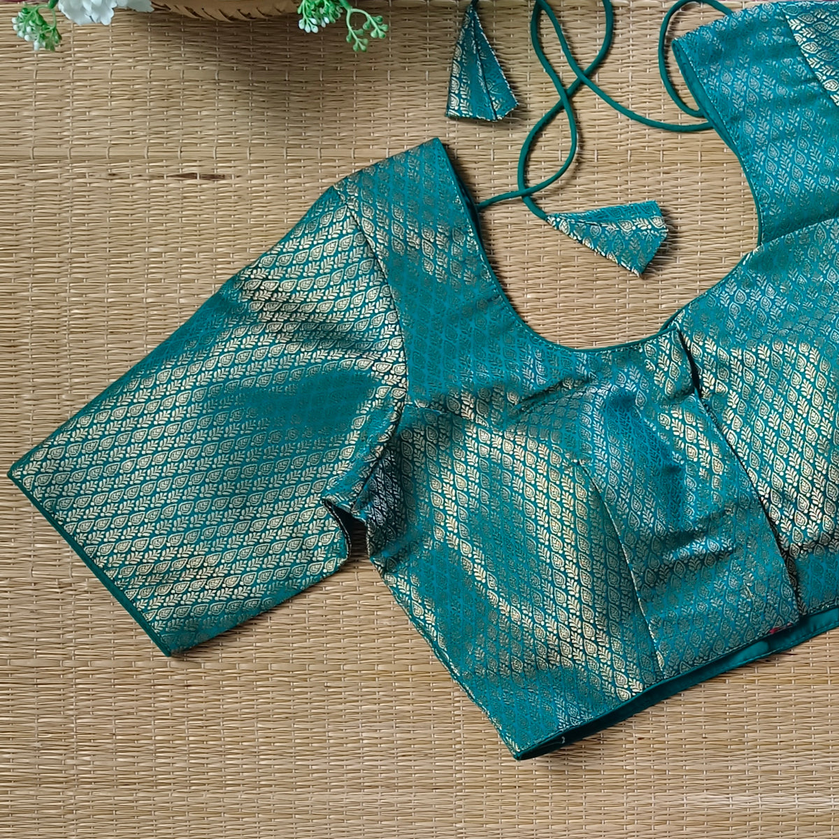 Classic Rama Green Brocade Blouse(assorted)