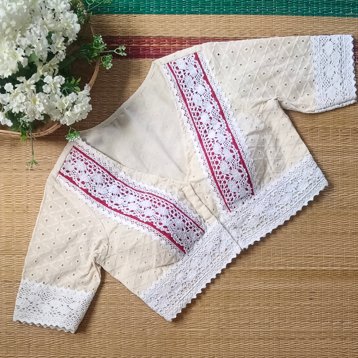 Off White Hakoba Lace Cotton Blouse