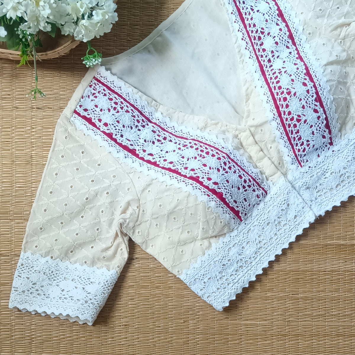 Off White Hakoba Lace Cotton Blouse