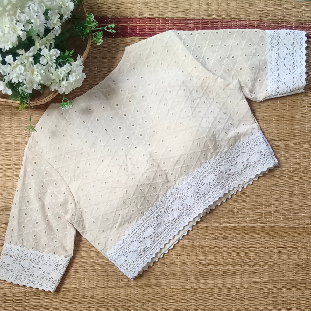 Off White Hakoba Lace Cotton Blouse