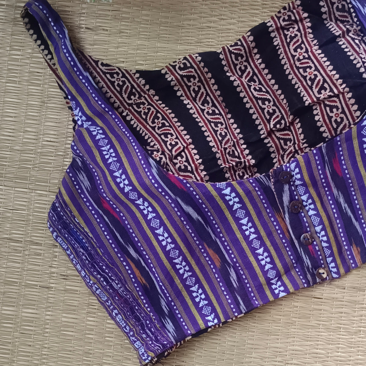 Ajrak & Ikkat Reversible flexi fit sleeveless blouse 2