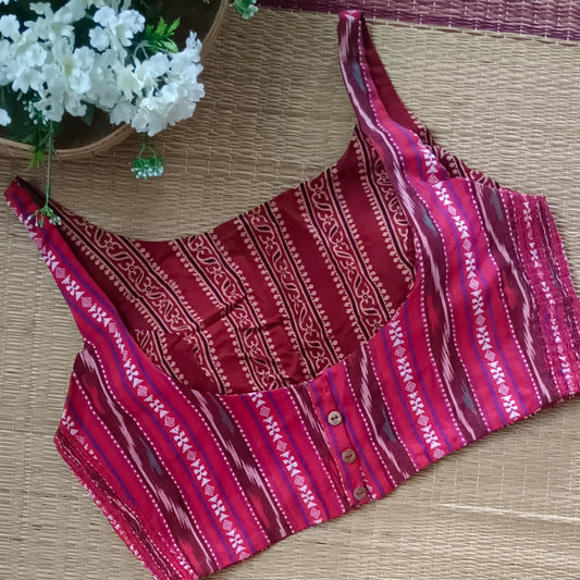 Ajrak & Ikkat Reversible flexi fit sleeveless blouse 3
