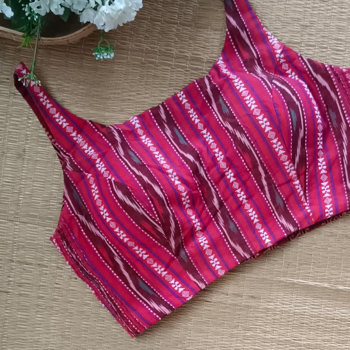 Ajrak & Ikkat Reversible flexi fit sleeveless blouse 3
